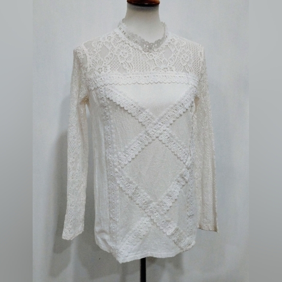 RETRO WHITE LACE BLOUSE - Picture 3 of 5